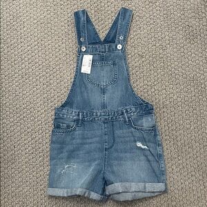 🆕 NWT The Children's Place Blue Denim short Overalls  - 6X/7